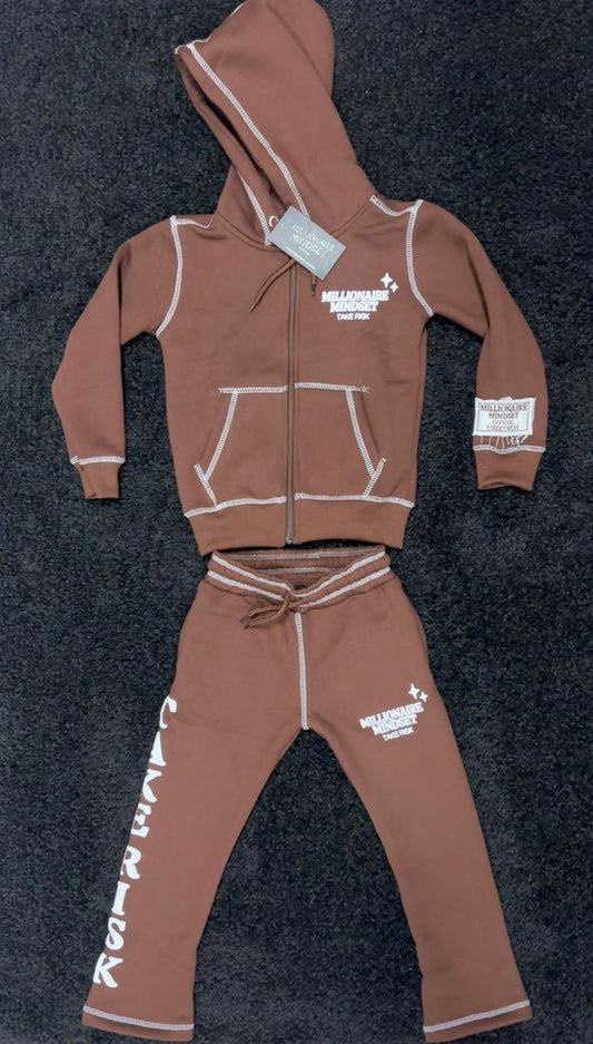 Kids brown and white jogging sets!!!!